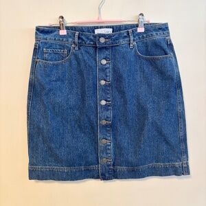 LOFT High Waist Cotton Button Up Mini Skirt Dark Wash Blue Womens Size 6 NWT